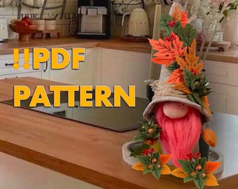 pattern pdf scandinavian autumn gnome Edward, enchanting autumn gnome, fall decor, diy gift handmade + free video sewing tutorial