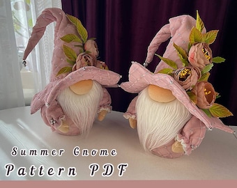 modello pdf gnomo scandinavo estivo gnomo carino gnomo fiore gnomo color polvere cappello fiore fatto a mano fai da te + video tutorial gratuito YouTube