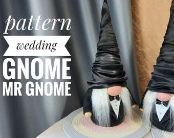 pattern pdf scandinavian bride gnome wedding gnomes mr gnome  sweet couple diy handmade + free video sewing tutorial