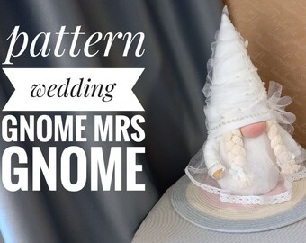 pattern pdf scandinavian wedding gnomes mrs gnome bride sweet couple DIY HandMade + free video tutorial