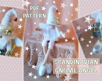 patron pdf nain de Noël scandinave blanc ange avec pattes et ailes DIY fait main