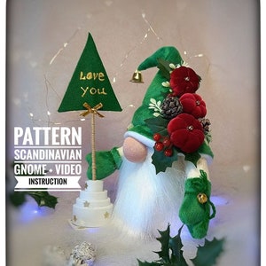 pattern pdf Scandinavian green gnome + Christmas tree DIY HandMade