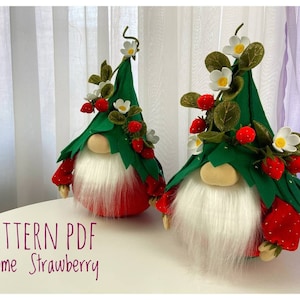 pattern pdf scandinavian summer strawberry gnome present gift DIY HandMade 2 free video tutorial image 1