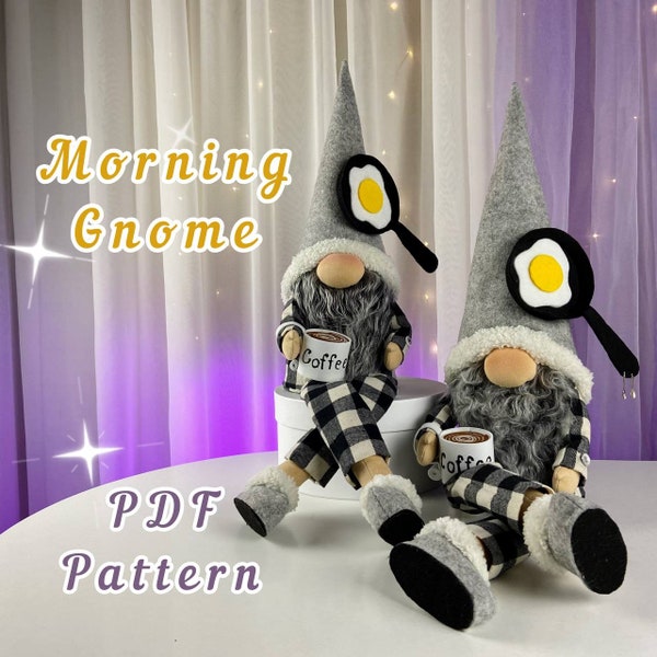 pattern pdf scandinavian morning gnome kitchen gnome home decor gnome in pajamas present gift DIY HandMade + free video tutorial