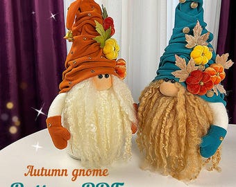 pattern pdf for scandinavian autumn fall gnome, orange gnome, gnome with pumpkins, easy gnome DIY HandMade + free video tutorial Youtube