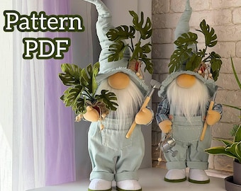 pattern pdf for scandinavian garden gnome with monstera with legs + free video tutorial YouTube