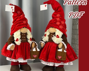 Modello di cucito per gnomo di San Valentino in PDF / Gnomo postino / Gnomo postino dell'amore / Tutorial per gnomo scandinavo / Decorazioni fai da te per San Valentino