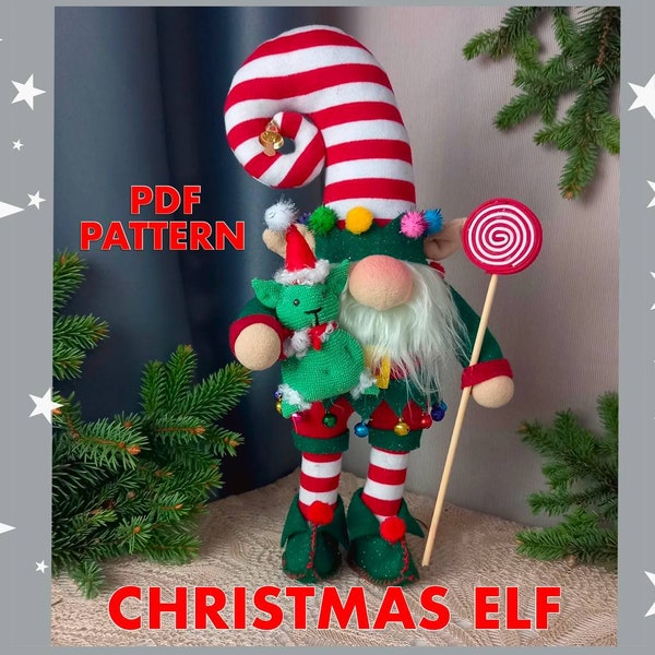 pattern pdf Elf, scandinavian gnome, Christmas gnome, Elf for Christmas, New Year decoration, diy gift handmade + free video sewing tutorial