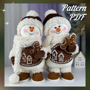 pattern pdf for gingerbread snowman, сhristmas decor, DIY HandMade + free video tutorial Youtube