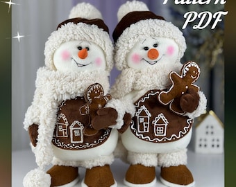 pattern pdf for gingerbread snowman, сhristmas decor, DIY HandMade + free video tutorial Youtube