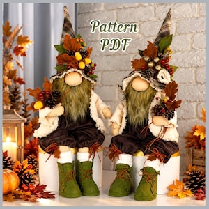 Scandinavian Gnome Sewing Pattern PDF, Woodland Gnome Oakley 18", DIY Forest Gnome Pattern, Fall Gnome Tutorial, Digital Download