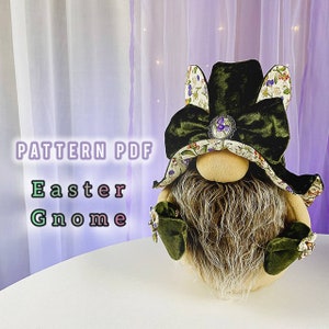 scandinavian easter gnome pattern pdf, rabbit, hare,bunny, nice easter decor, easy gnome, spring gnome, DIY HandMade + free video tutorial