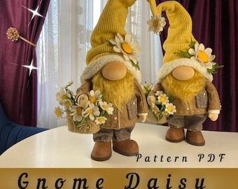 pattern pdf for scandinavian gnome daisy gnome chamomile flower gnome draft  gnome on legs  gnome in boots forest gnome DIY HandMade