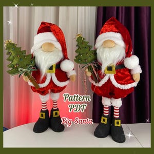 Mönster pdf skandinavisk tomte Stor jultomte, jultomte Jul Sankt Nikolaus dekor Gott nytt år present present + gratis video handledning