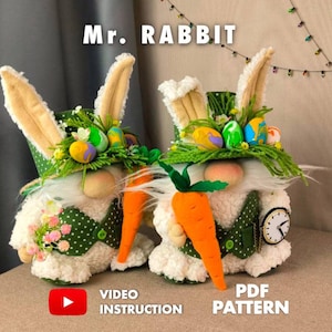 pattern pdf Mr.Rabbit scandinavian gnome Easter Bunny Easter Celebration Bunny gnome DIY HandMade + free video tutorial