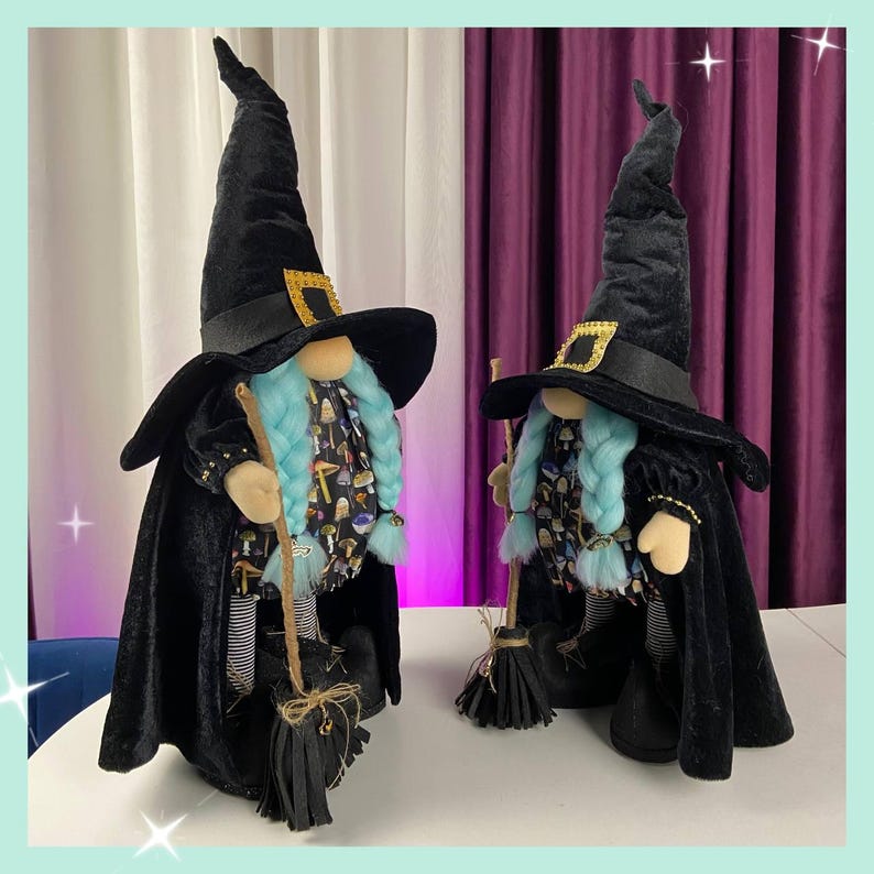 Pattern Pdf Scandinavian Gnome Witch in Black for Halloween, Gnome in ...