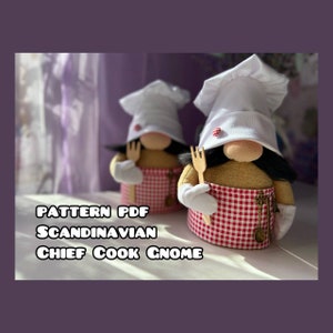 パターンPDF スカンジナビアチーフコックノームプレゼントギフト DIY PDFパターンキッチン装飾アクセサリー、料理装飾+無料ビデオチュートリアル