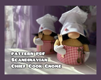 patron pdf scandinave chef cuisinier nain cadeau cadeau DIY pdf patron décoration accessoires de cuisine, décoration de cuisine + tutoriel vidéo gratuit