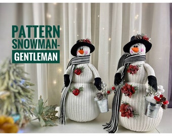 patron pdf bonhomme de neige monsieur au chapeau Noël Nouvel An DIY Fait main