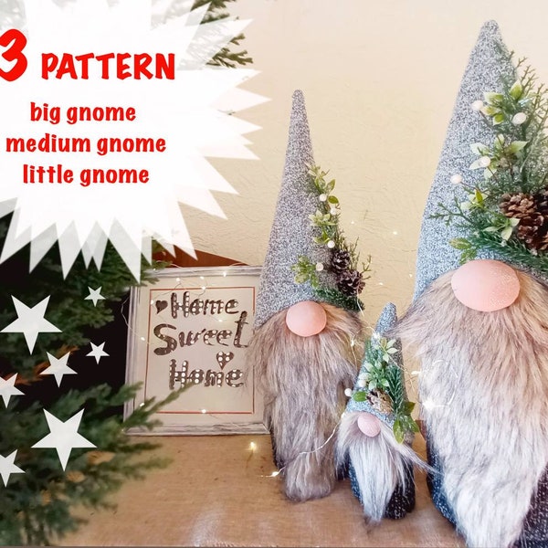 pattern pdf scandinavian suprise gnomes (3 size) holiday gnomes Christmas elf DIY HandMade