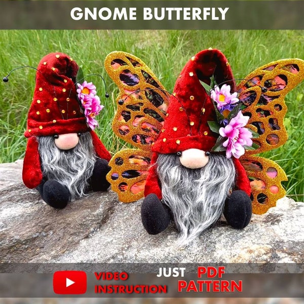 pattern pdf scandinavian gnome butterfly flower gnome DIY HandMade + free video tutorial