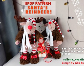 patron pdf Renne du Père Noël Noël Nouvel An Noël renne vacances couture DIY Fait main