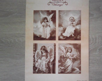 Planche de 4 images petite fille ange scraptbooking