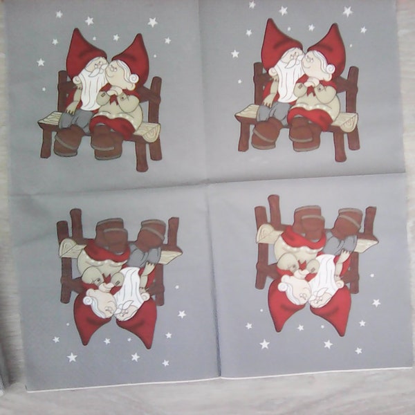 Lot de 2 serviettes en papier père et mère Noël pour decopatch