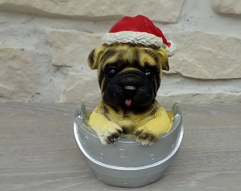 Décoration noël chien père noël bouldogue