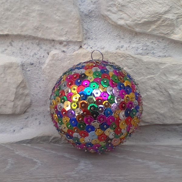 Boule de Noël fait main sequins