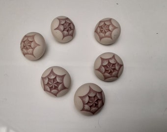 Lot of 6 round buttons acrylic star flower