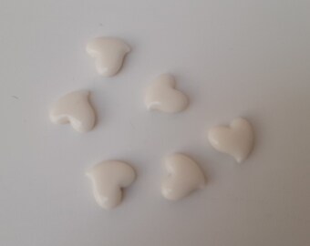 Lot of 6 white beads heart jewelry making