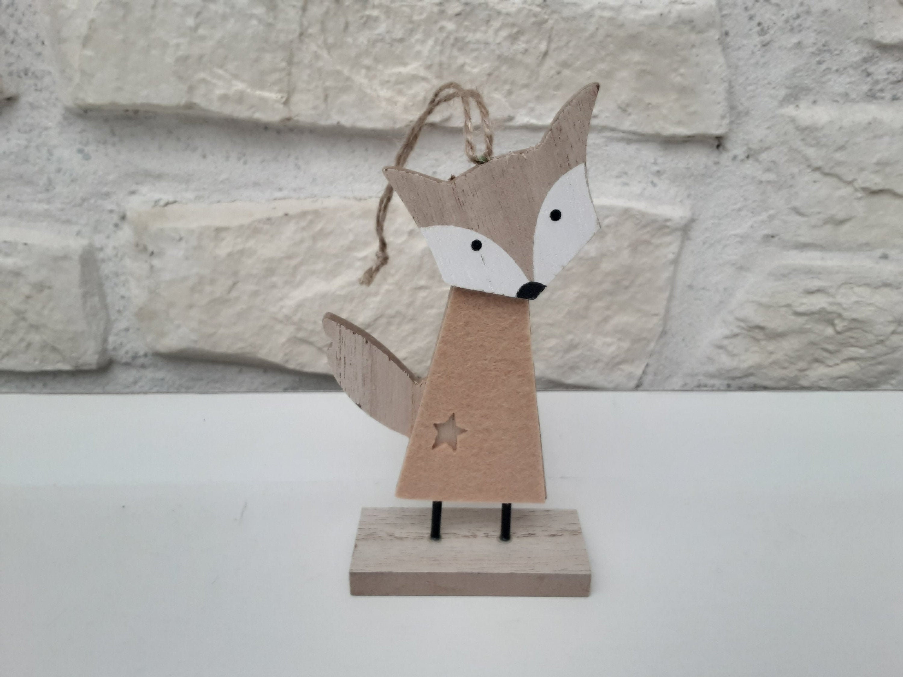 Renard Décoration de Noël A Suspendre ou à Poser Bois