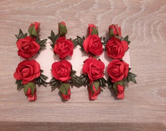 artificial flowers on a clothespin