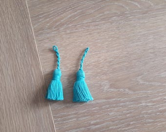 Lot de 2 pompons en coton bleu