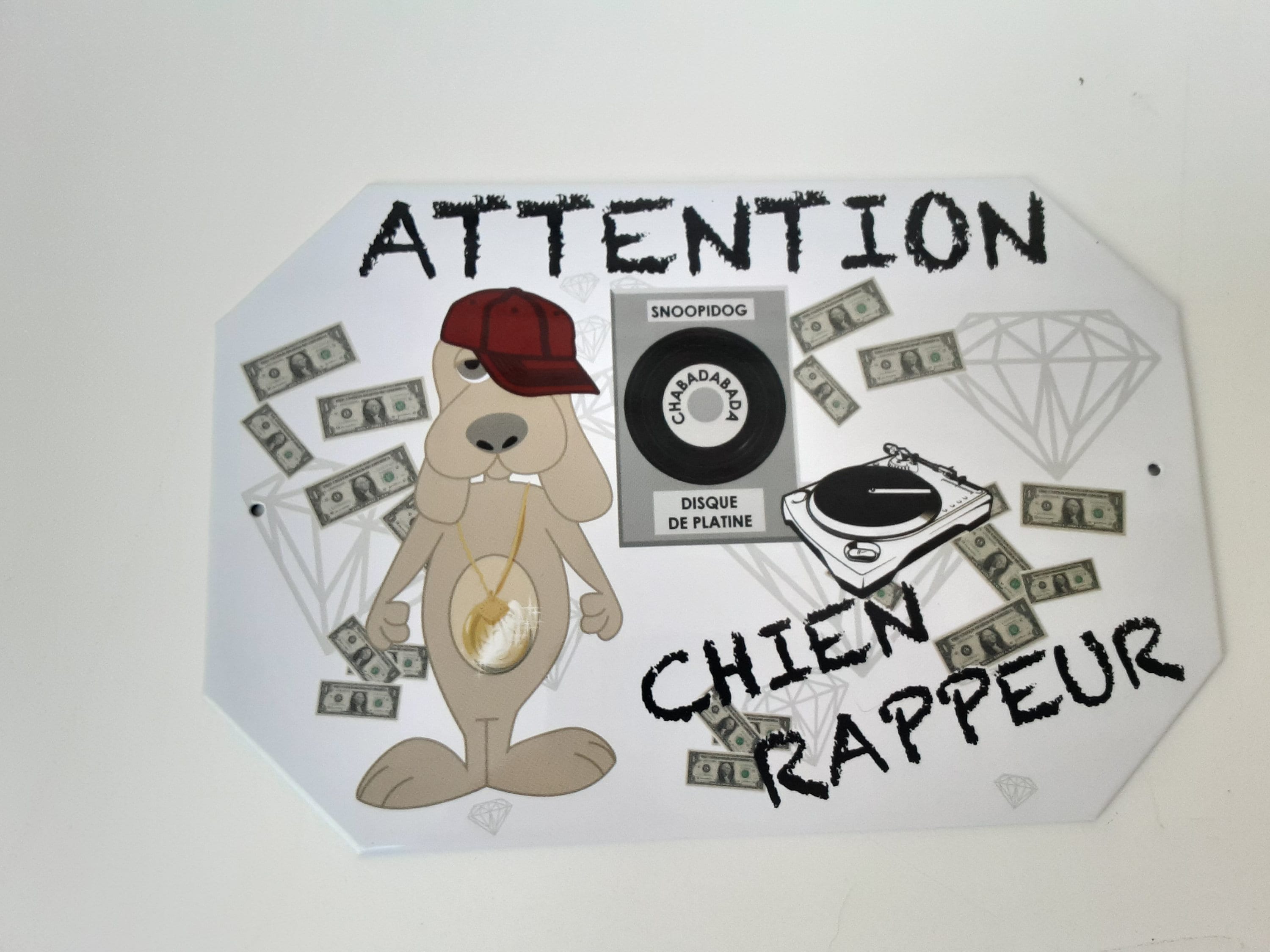 Plaque Mural Décoration Collection Chien Rappeur