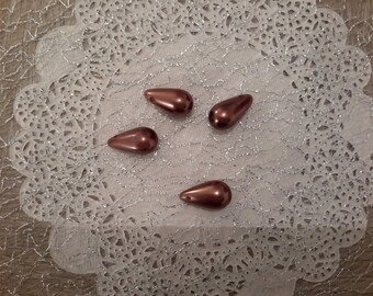 Set of 4 metallic brown glass beads