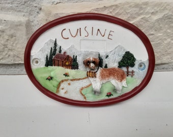 Plaque de porte  chien de montagne  décoration bibelot cuisine
