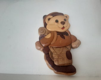 Wall decoration bear for children's room wood