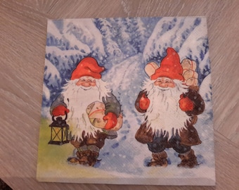 Lot de 2 serviettes en papier lutins ou père Noël
