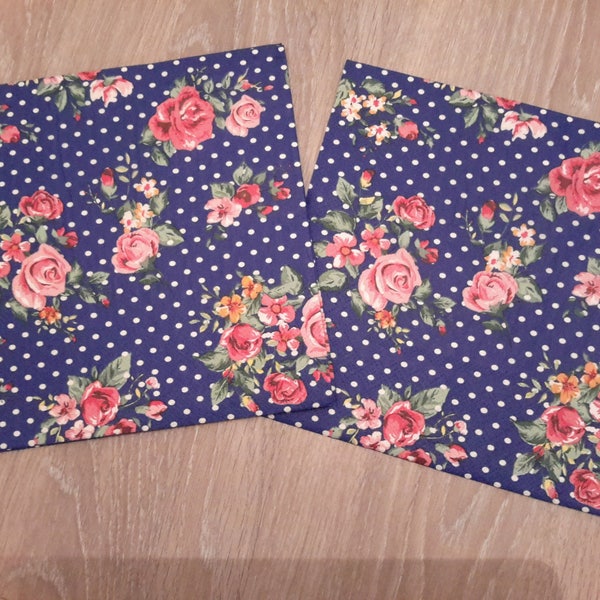 Set of 2 flowers decopatch paper napkins