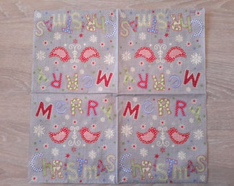 Set of 2 Christmas themed paper napkins