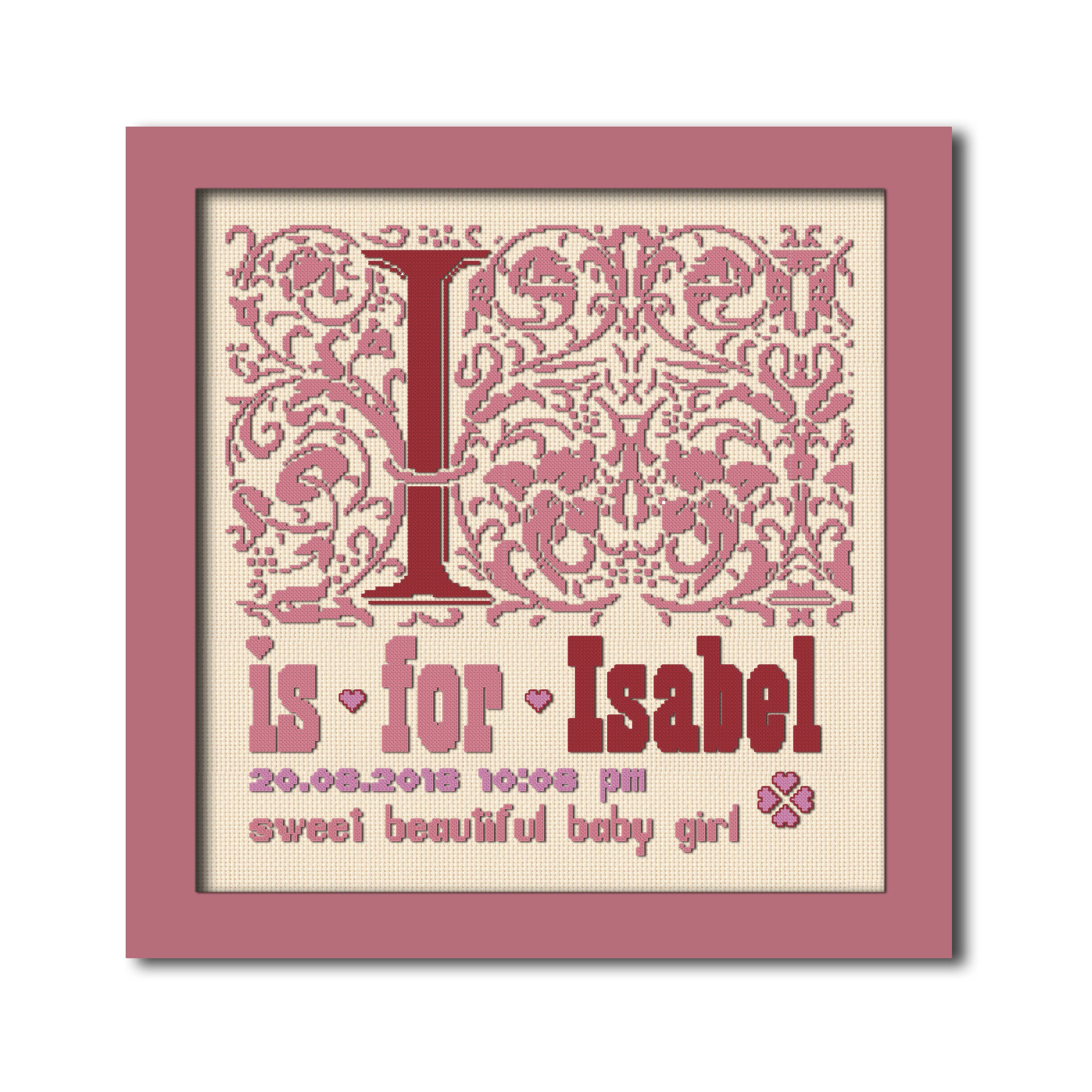 Birth Record Pdf Pattern New Baby Name Cross Stitch Pattern Etsy