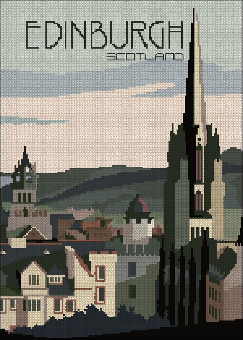 Edinburgh CROSS STITCH PATTERN Edinburgh pattern Travel Art Etsy