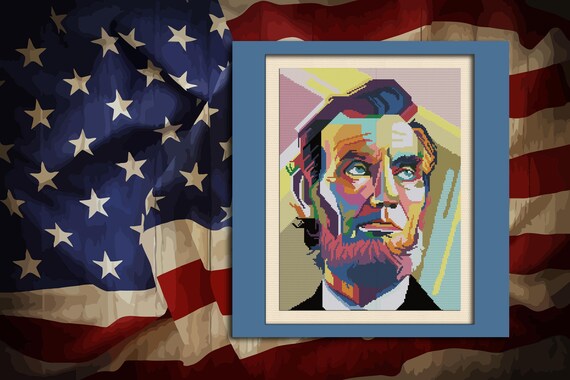 Abraham Lincoln Cross Stitch Pattern Usa President Pattern Etsy