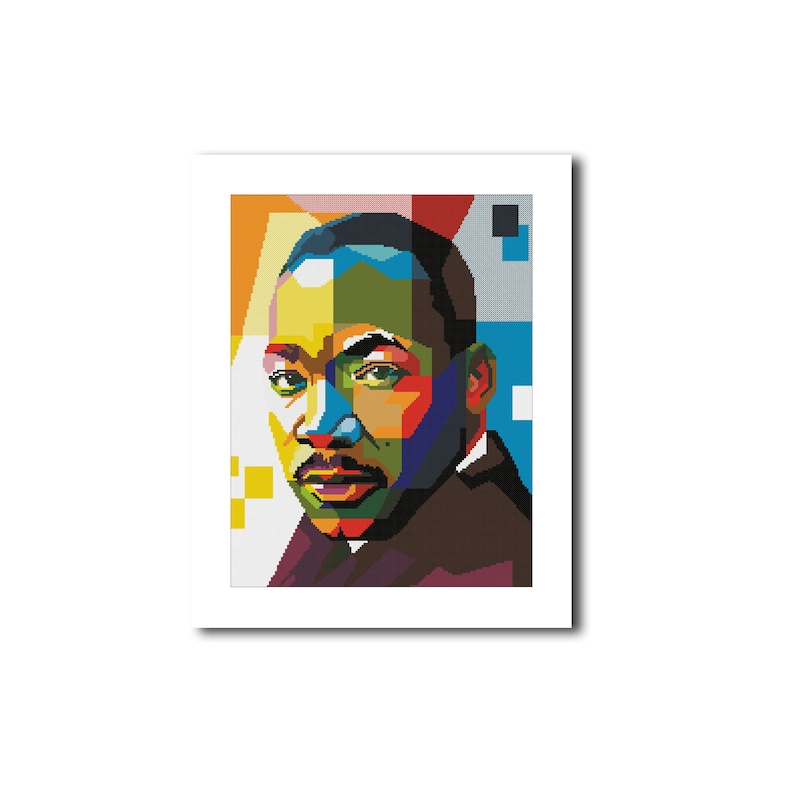 Martin Luther King Jr cross stitch pattern wall art poster DIY Geometric art Gift for history teacher I have a dream 482