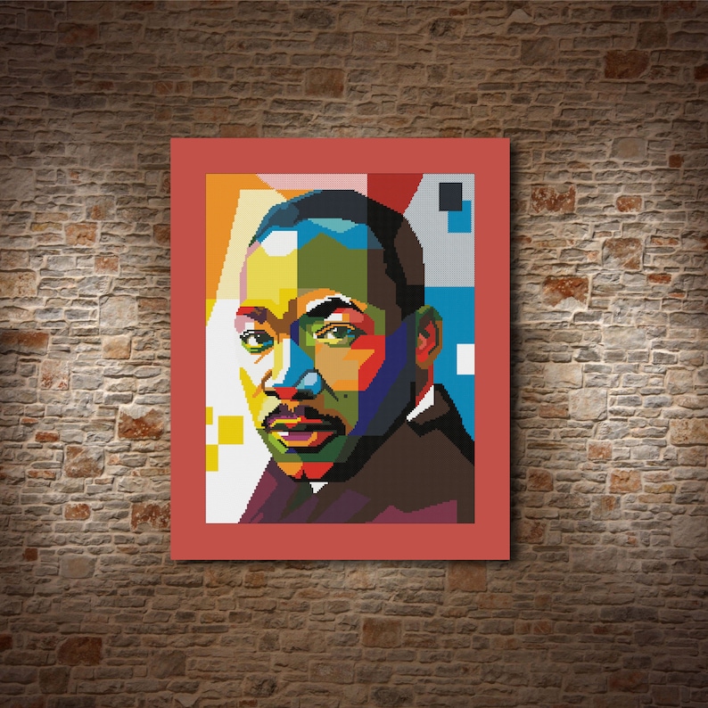 Martin Luther King Jr cross stitch pattern wall art poster DIY Geometric art Gift for history teacher I have a dream 482