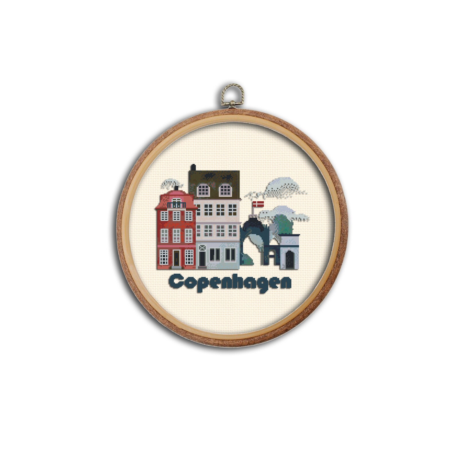 Copenhagen CROSS STITCH PATTERN Denmark pattern Travel Art Etsy