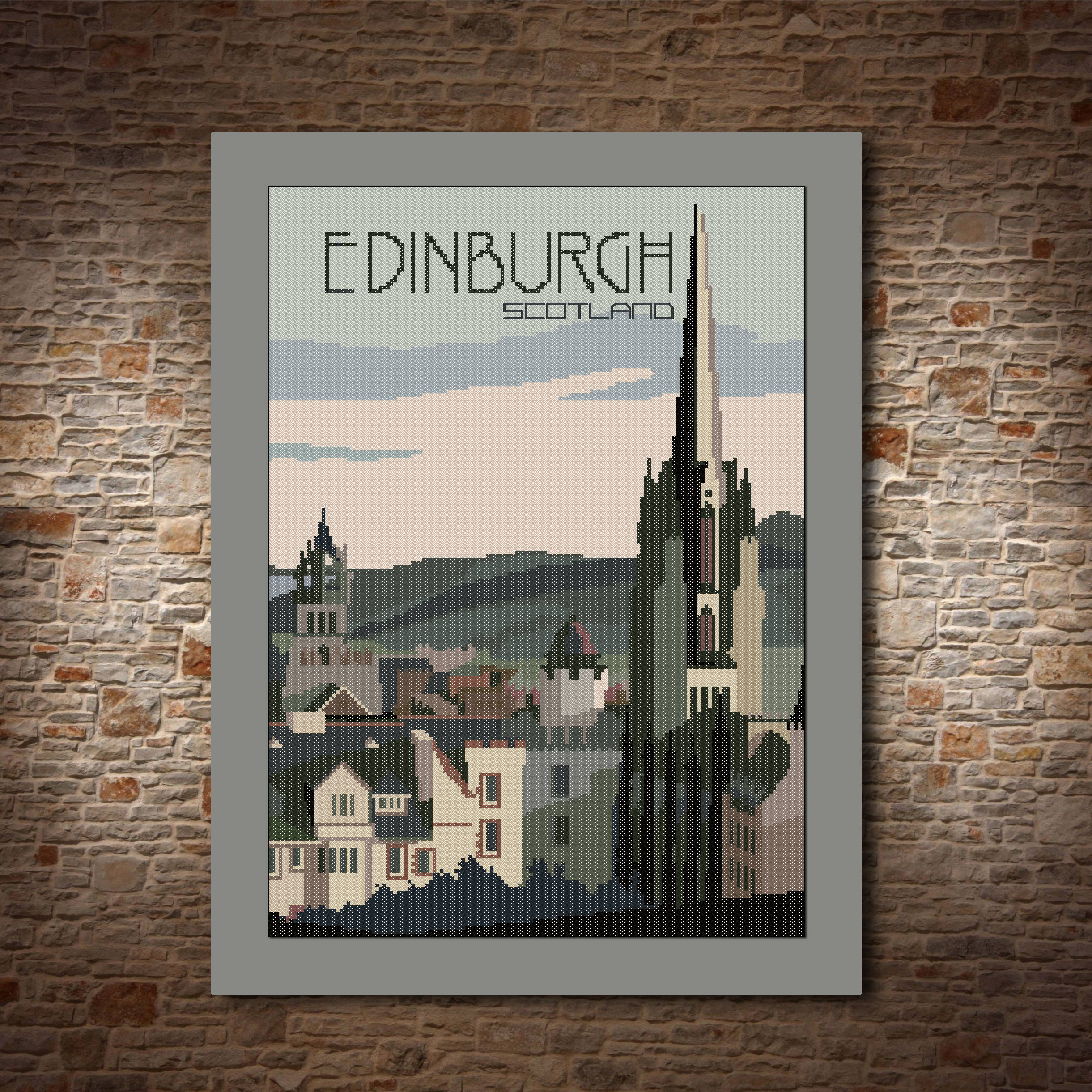 Edinburgh CROSS STITCH PATTERN Edinburgh pattern Travel Art Etsy