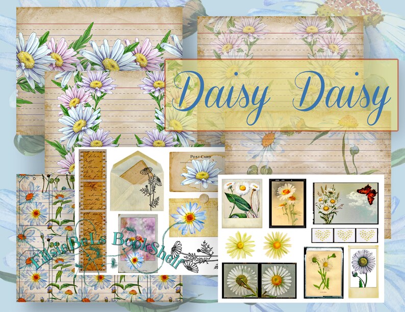 Daisy Daisy Junk Journal Digital Kit Journal Papers Digital Etsy UK